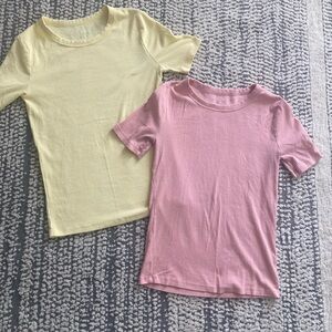 a new day Women’s Ribbed Tees in Soft Yellow and Pink S